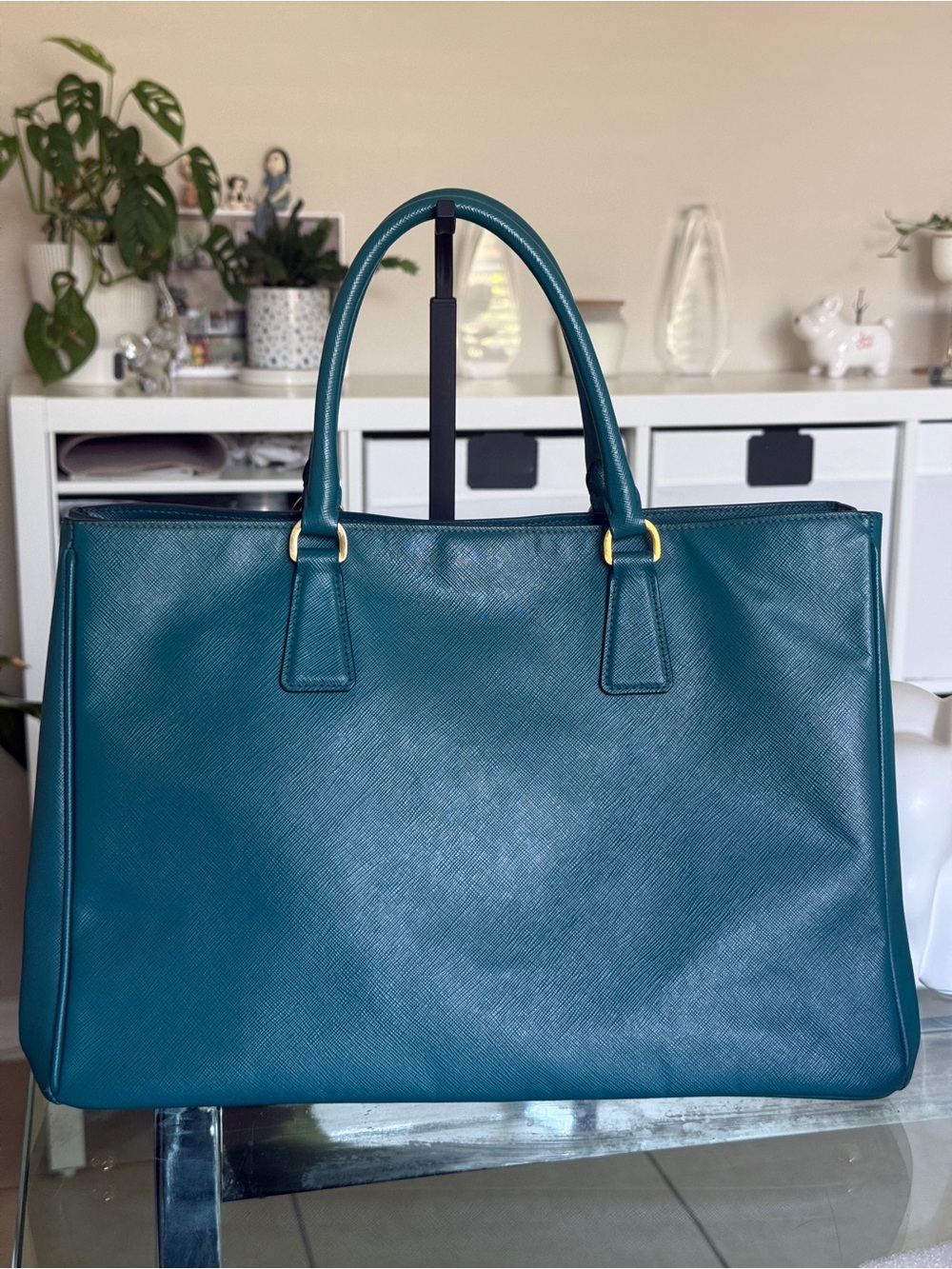 Prada Saffiano Leather Tote - Teal - Picture 9 of 15